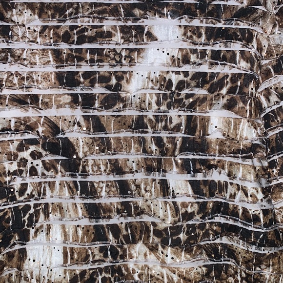 M collection polyester spandex tan black large size ladies gold sequin top. - Picture 4 of 4